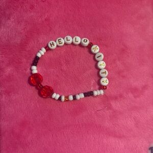 Hello Kitty Red and White Beaded Bracelet